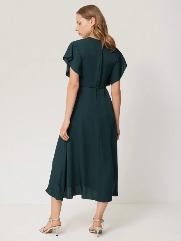 Jigsaw Pure Silk Drape Sleeve Dress