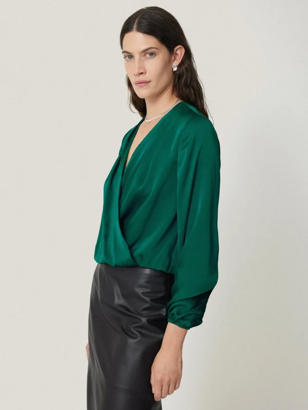 Jigsaw Recycled Satin Drape Wrap Top