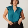 Jigsaw Recycled Satin Frill Neck Top