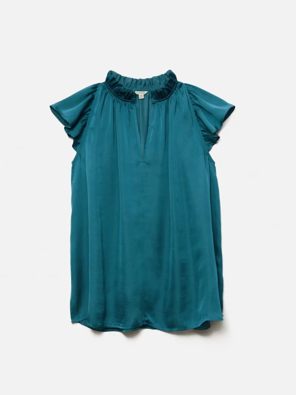 Jigsaw Recycled Satin Frill Neck Top