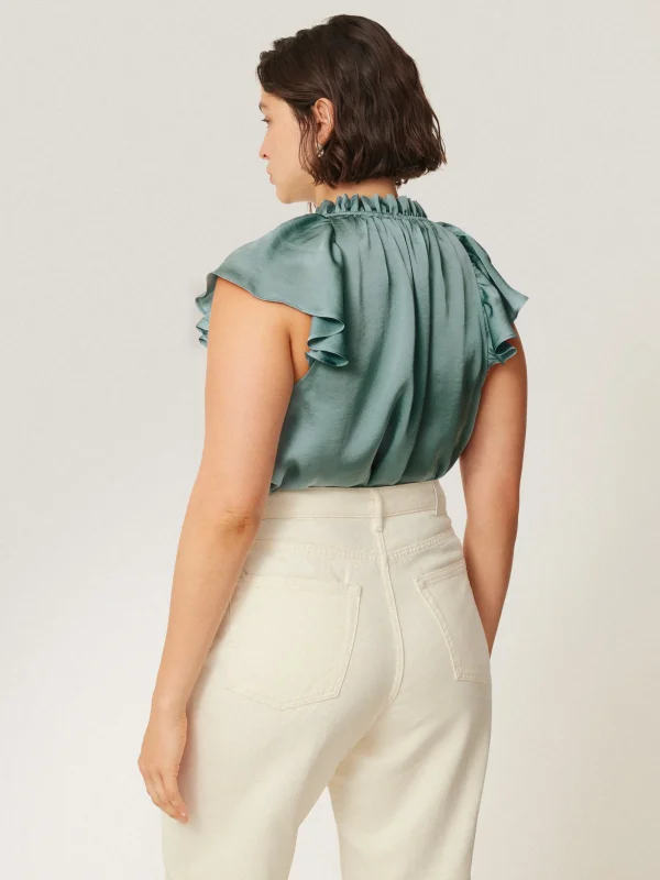 Jigsaw Recycled Satin Frill Neck Top