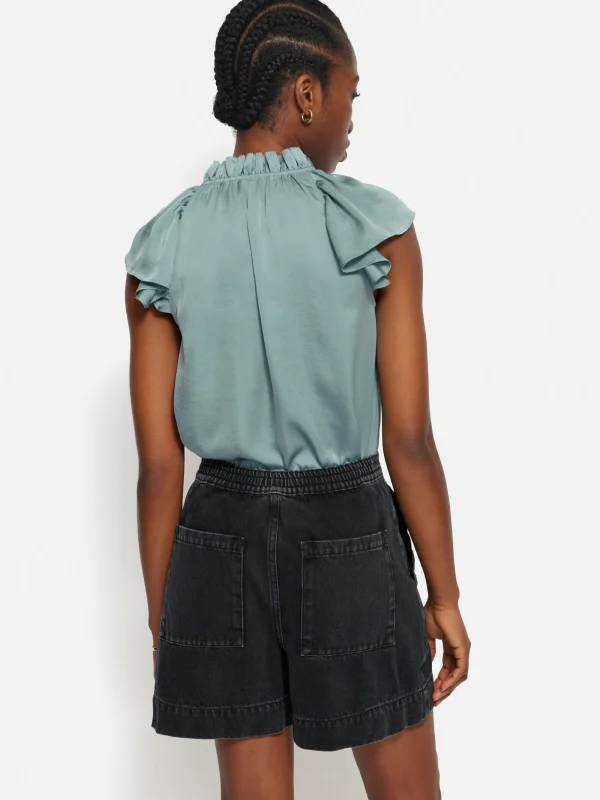 Jigsaw Recycled Satin Frill Neck Top