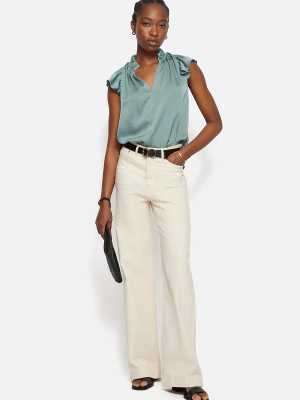 Jigsaw Recycled Satin Frill Neck Top