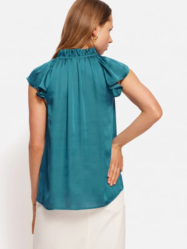 Jigsaw Recycled Satin Frill Neck Top