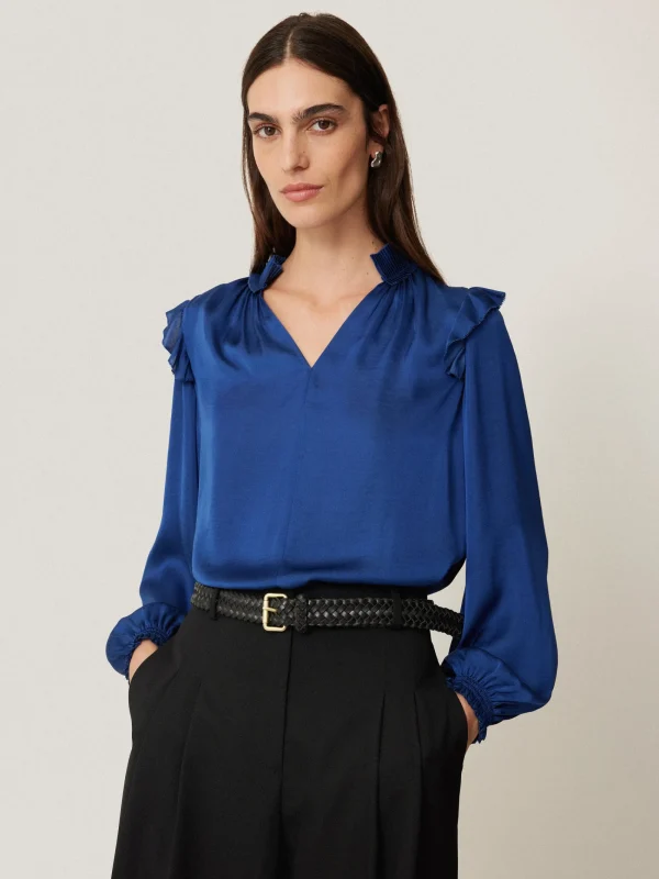 Jigsaw Recycled Satin Ruffle Top