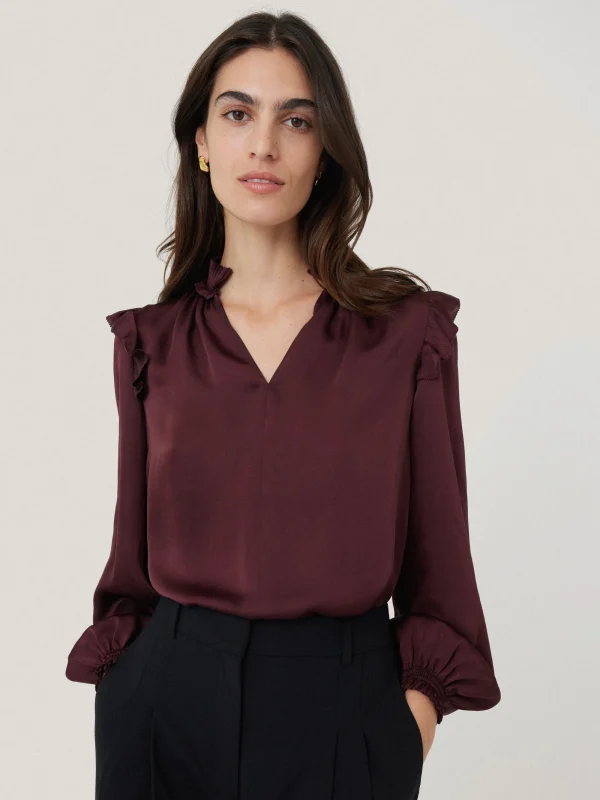 Jigsaw Recycled Satin Ruffle Top