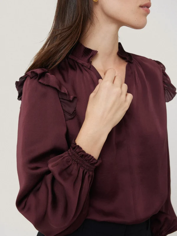 Jigsaw Recycled Satin Ruffle Top