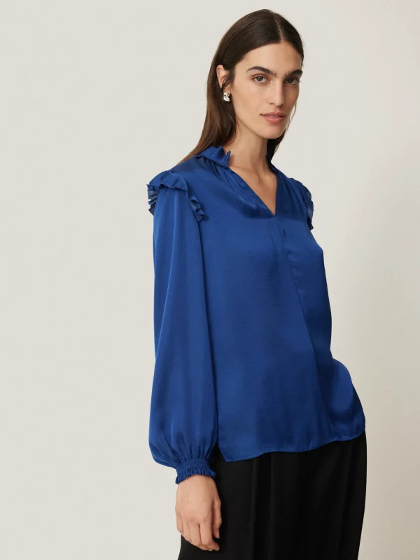 Jigsaw Recycled Satin Ruffle Top