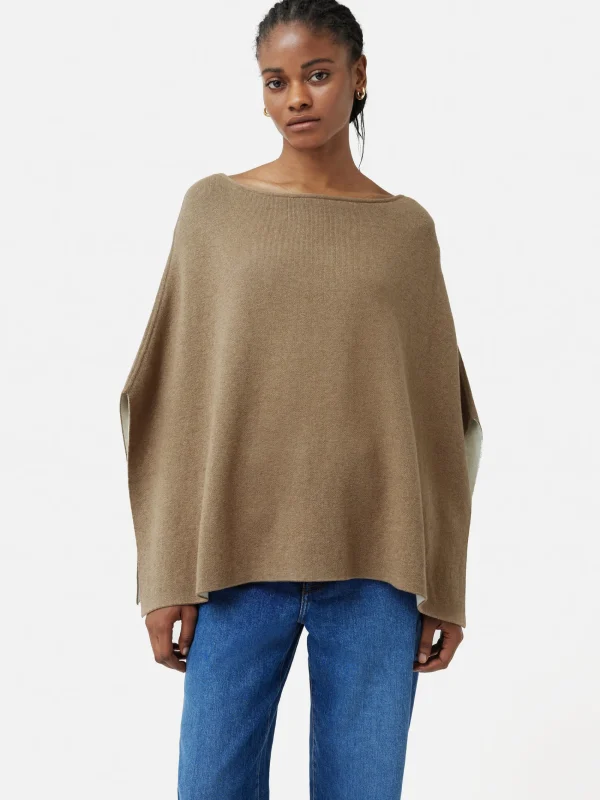 Jigsaw Reversible Cotton Blend Poncho