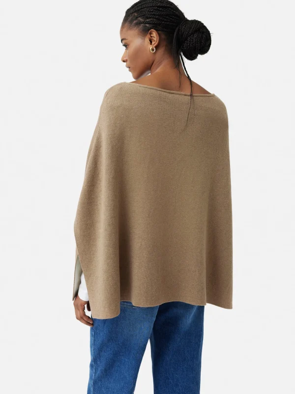 Jigsaw Reversible Cotton Blend Poncho