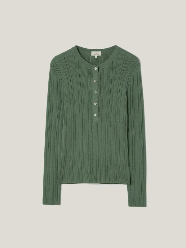 Jigsaw Rib Pointelle Henley Jumper