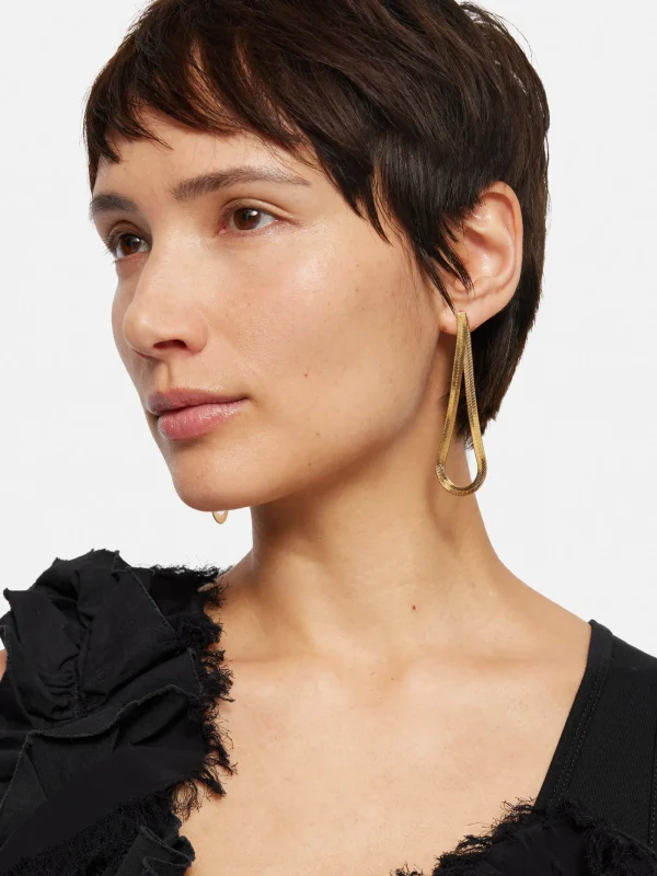 Jigsaw Snake Chain Loop Earrings