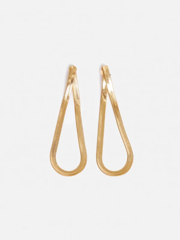 Jigsaw Snake Chain Loop Earrings