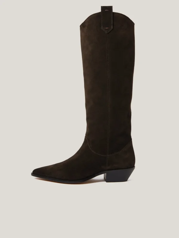 Jigsaw Suede Knee High Western Boot