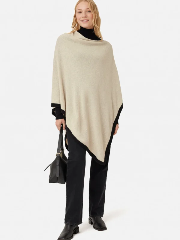 Jigsaw Wool Cashmere Blend Border Poncho