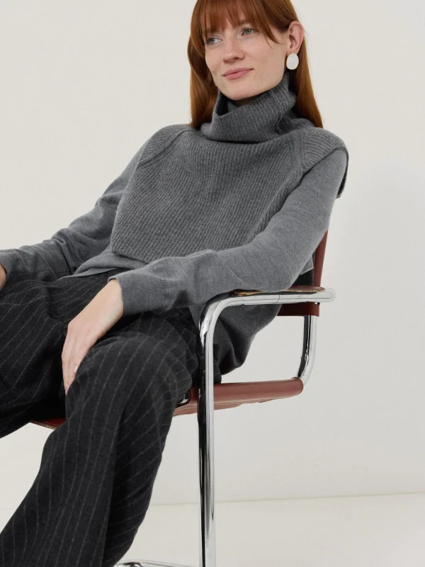 Jigsaw Wool Cashmere Roll Neck Bib