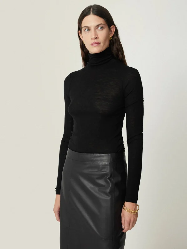 Jigsaw Wool Jersey Polo Neck Top