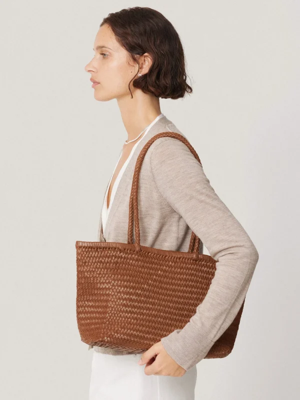 Jigsaw Woven Leather Tote Bag