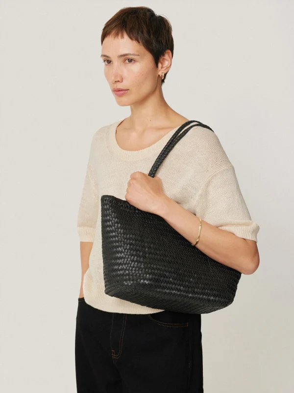 Jigsaw Woven Leather Tote Bag