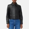 Jigsaw Zip Front Leather Biker Jacket