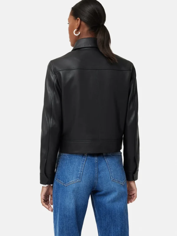 Jigsaw Zip Front Leather Biker Jacket